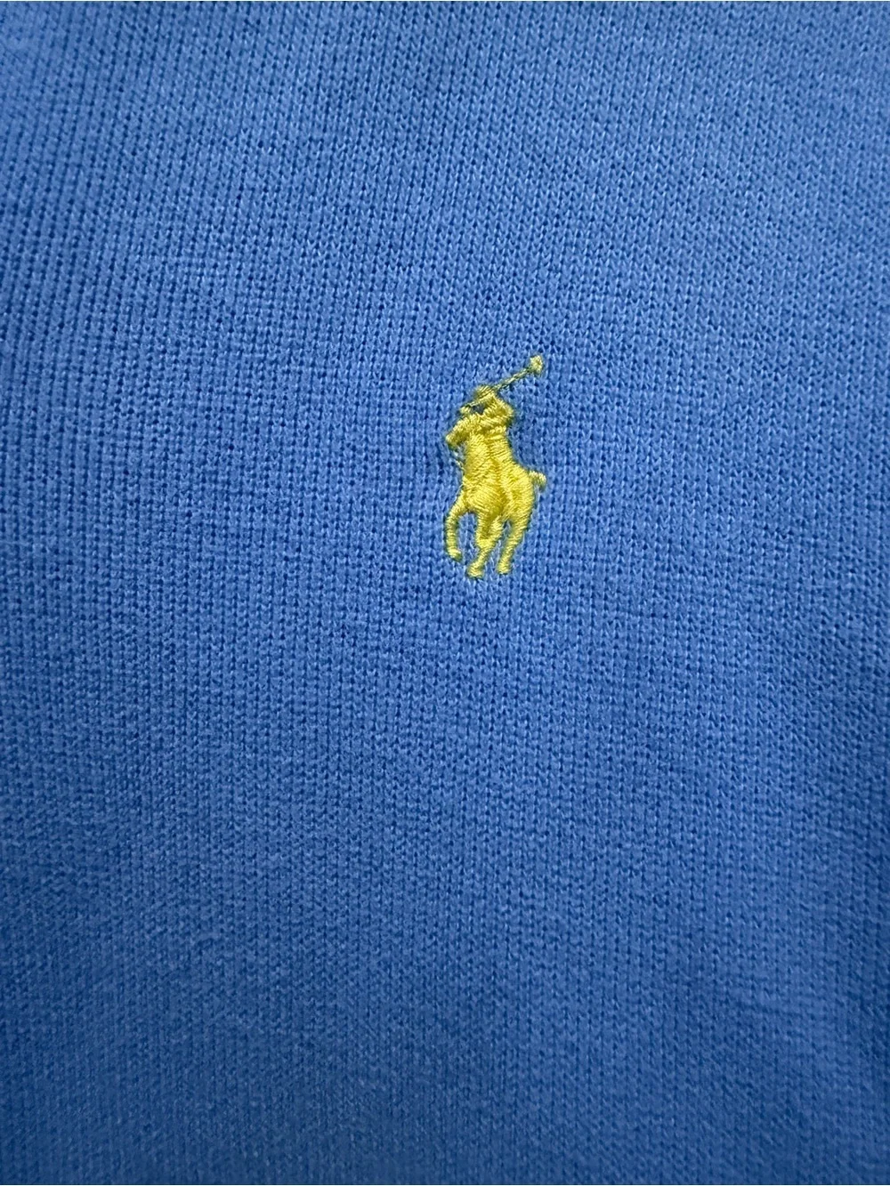 Polo by Ralph Lauren Light Blue Quarter Zip Pullover with Yellow Logo